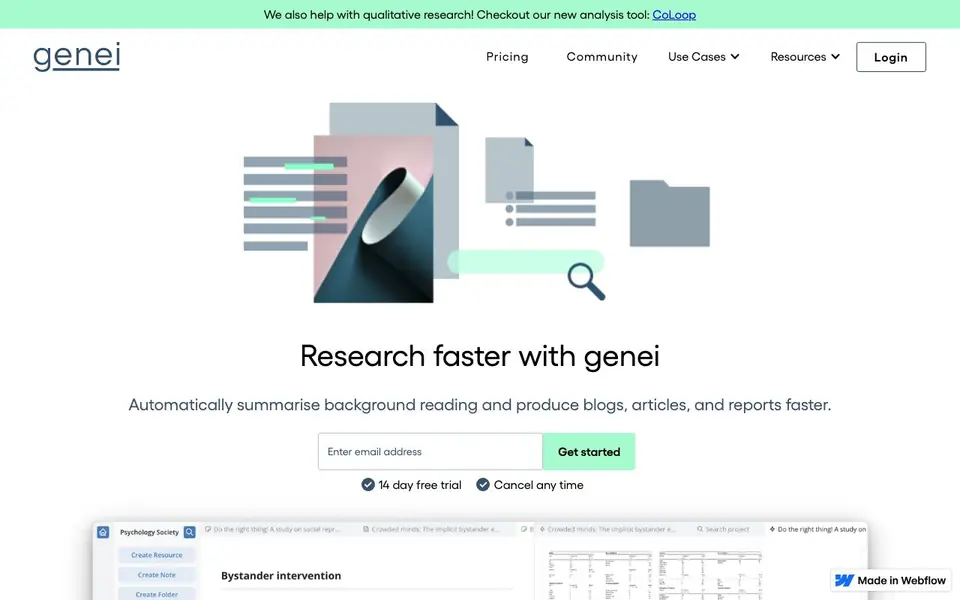 genei homepage screenshot