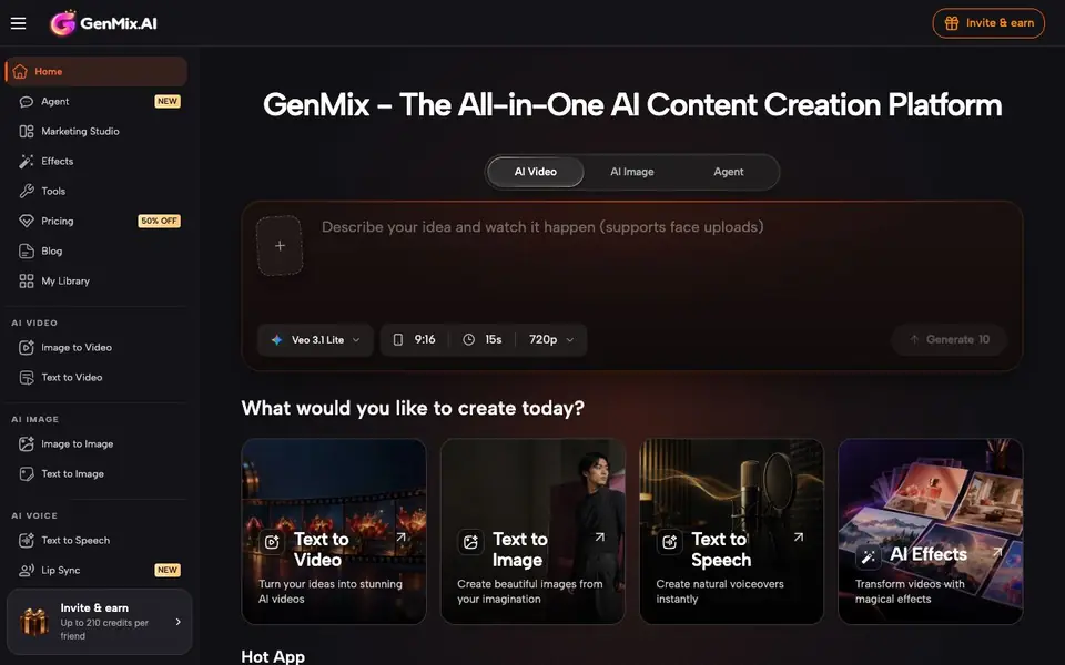 GenMix AI homepage screenshot