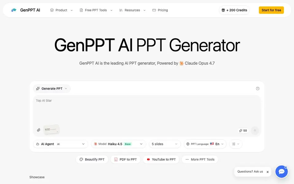 GenPPT AI homepage screenshot