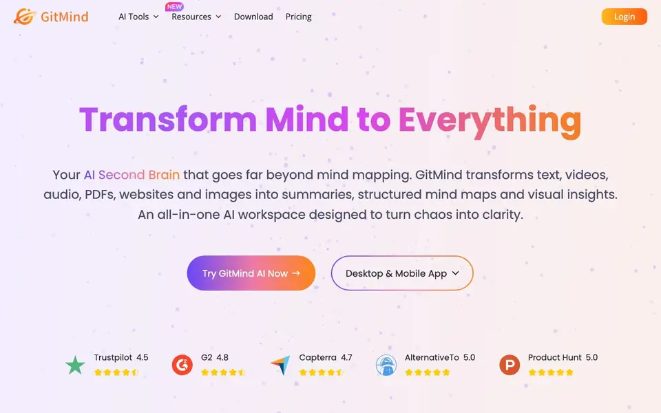 GitMind homepage screenshot