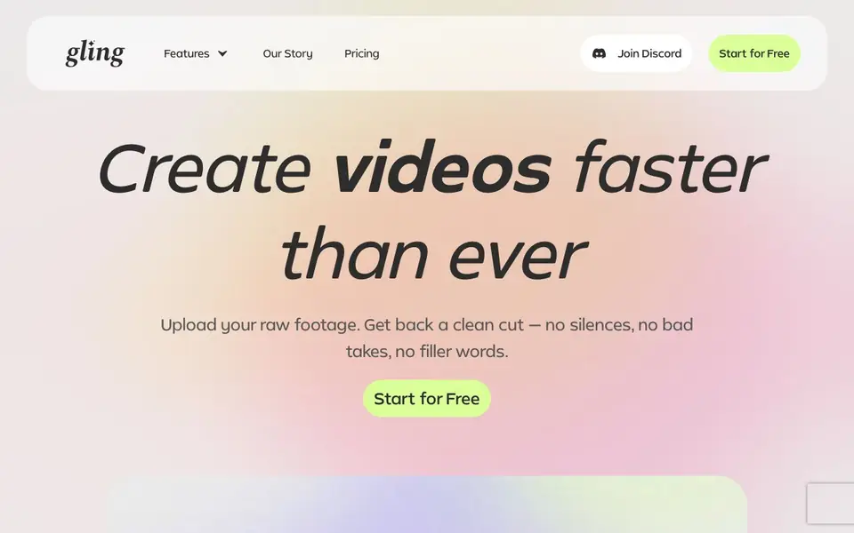 Gling homepage screenshot