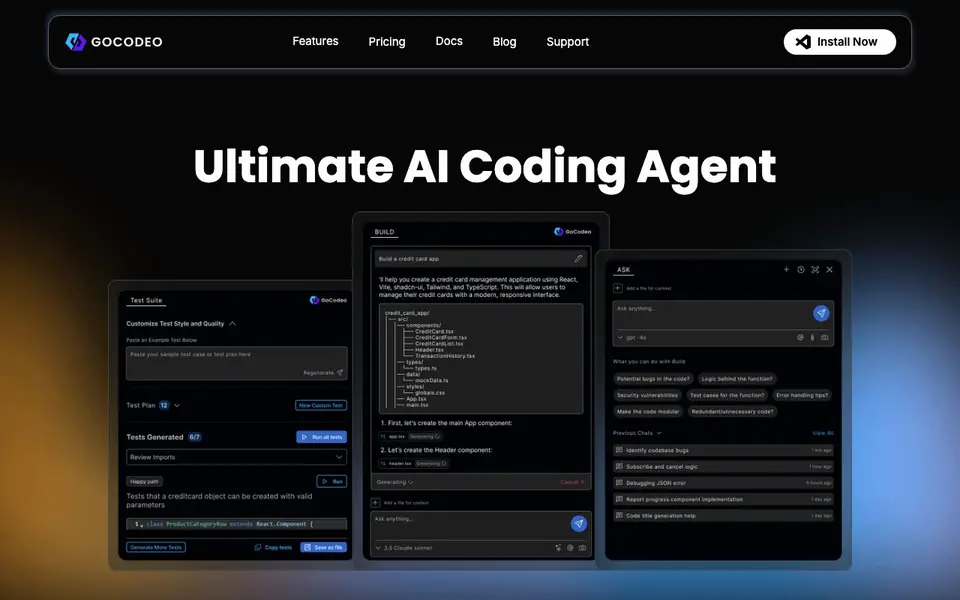 GoCodeo homepage screenshot