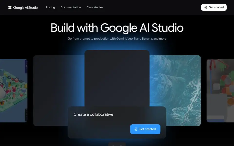 Google AI Studio homepage screenshot