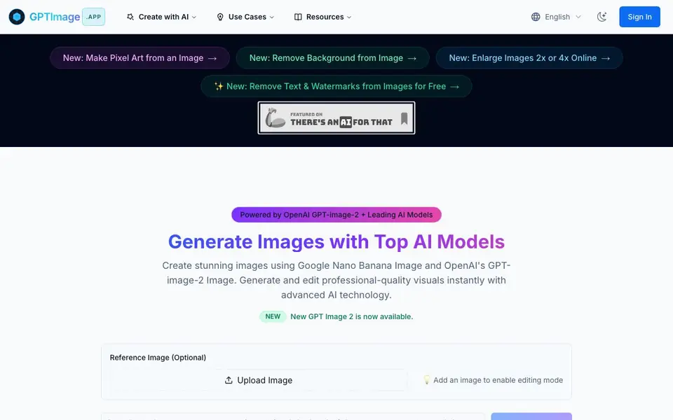 GPTImage.app homepage screenshot