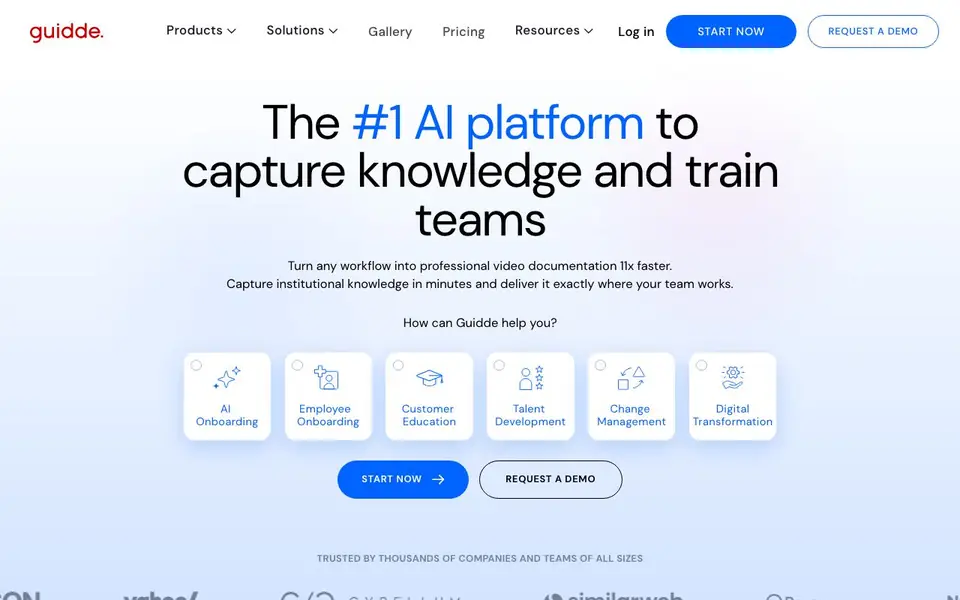 guidde homepage screenshot