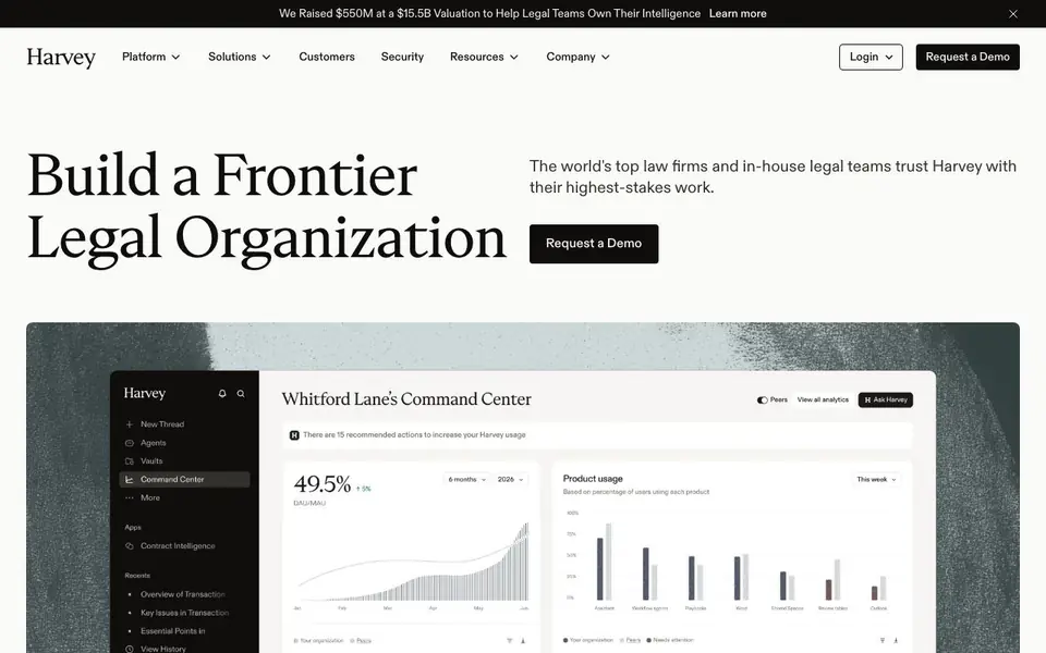 Harvey homepage screenshot