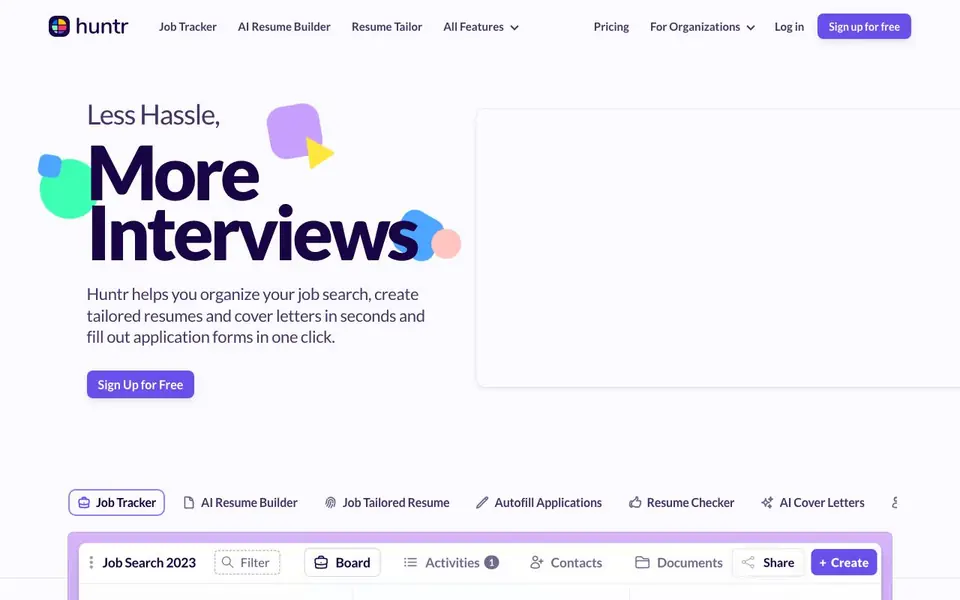 Huntr homepage screenshot