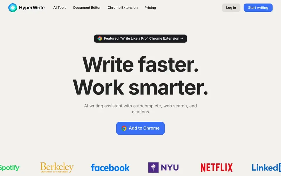 HyperWrite homepage screenshot