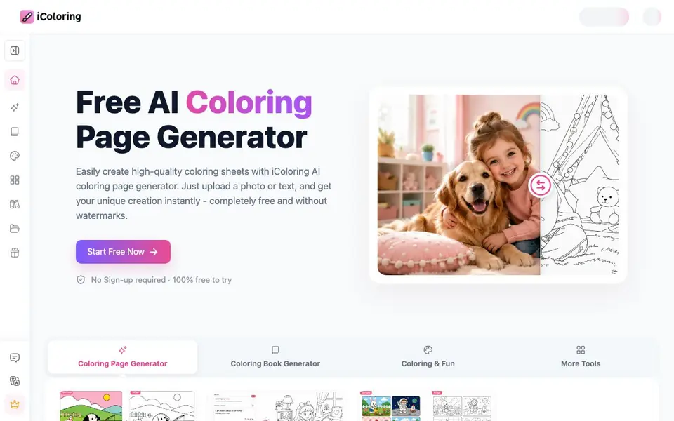 iColoring AI homepage screenshot