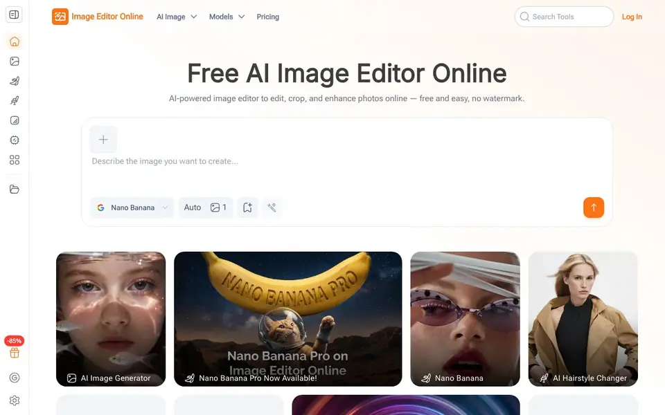 Image Editor homepage screenshot
