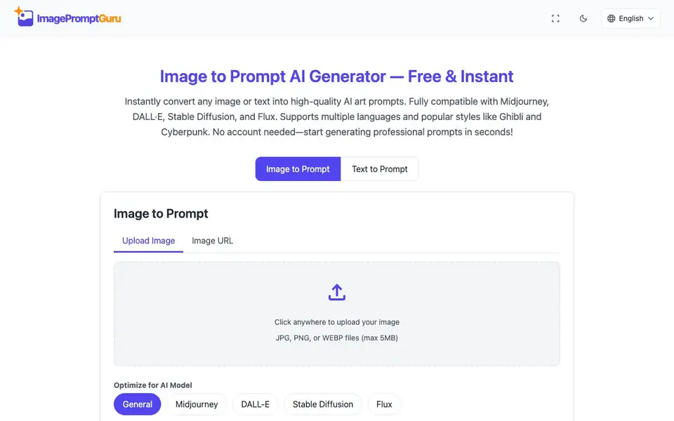 ImagePromptGuru.net homepage screenshot