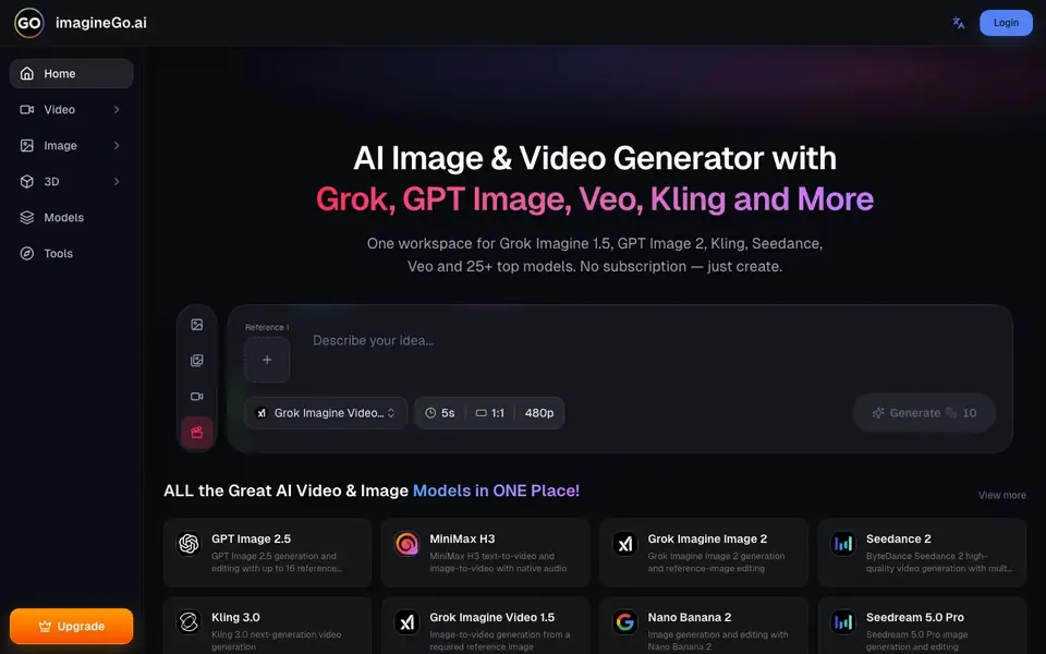 ImagineGo homepage screenshot