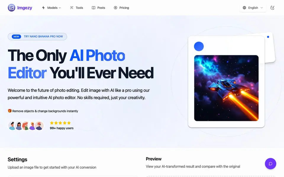 Imgezy homepage screenshot