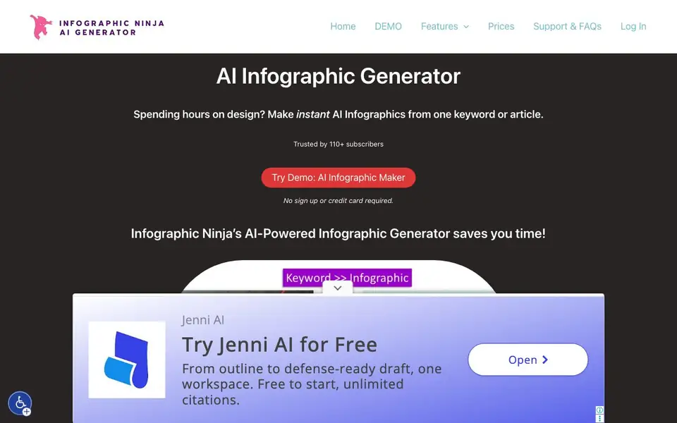 Infographic.Ninja homepage screenshot