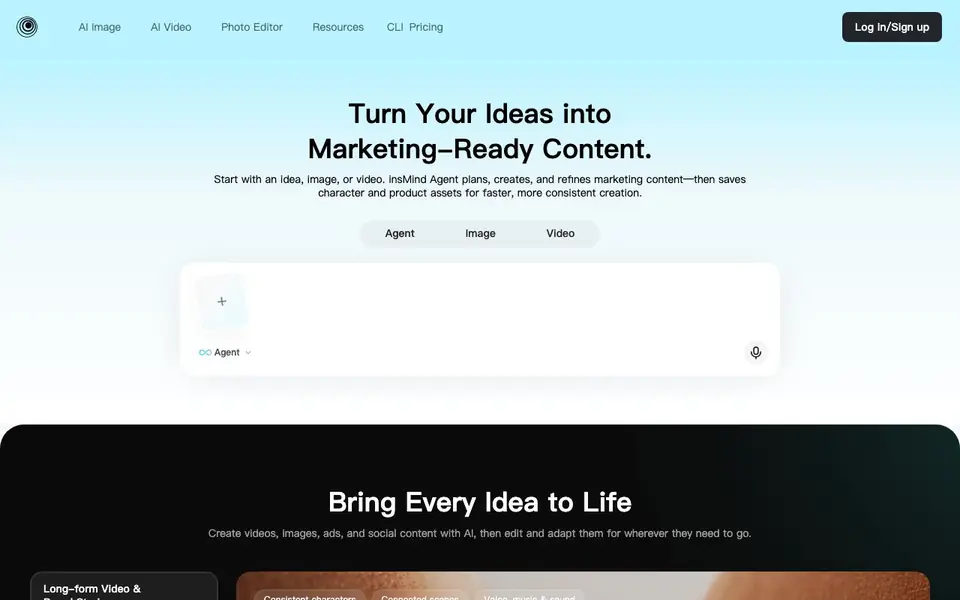 insMind homepage screenshot