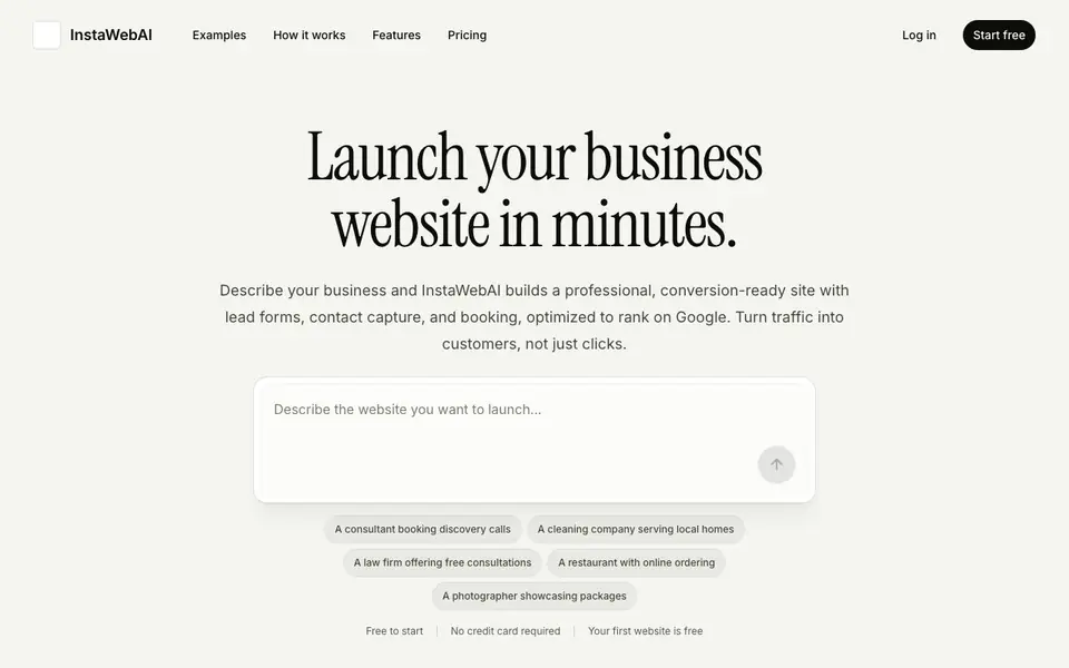 InstaWebAIv3.0.0 homepage screenshot