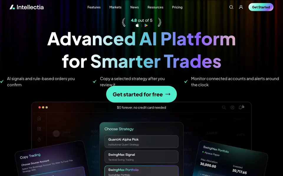 Intellectia AI homepage screenshot