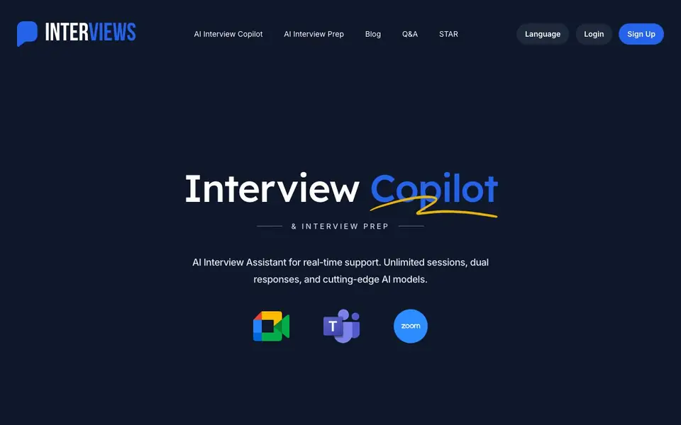 Interviews Chat homepage screenshot