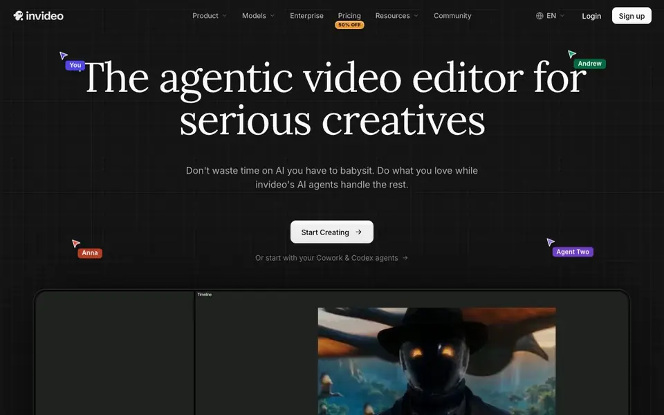 InVideo homepage screenshot