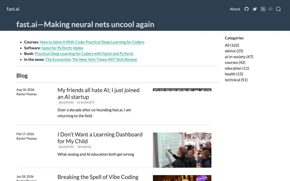 Jeremy Howard’s Fast.ai & Data Institute Certificates homepage screenshot