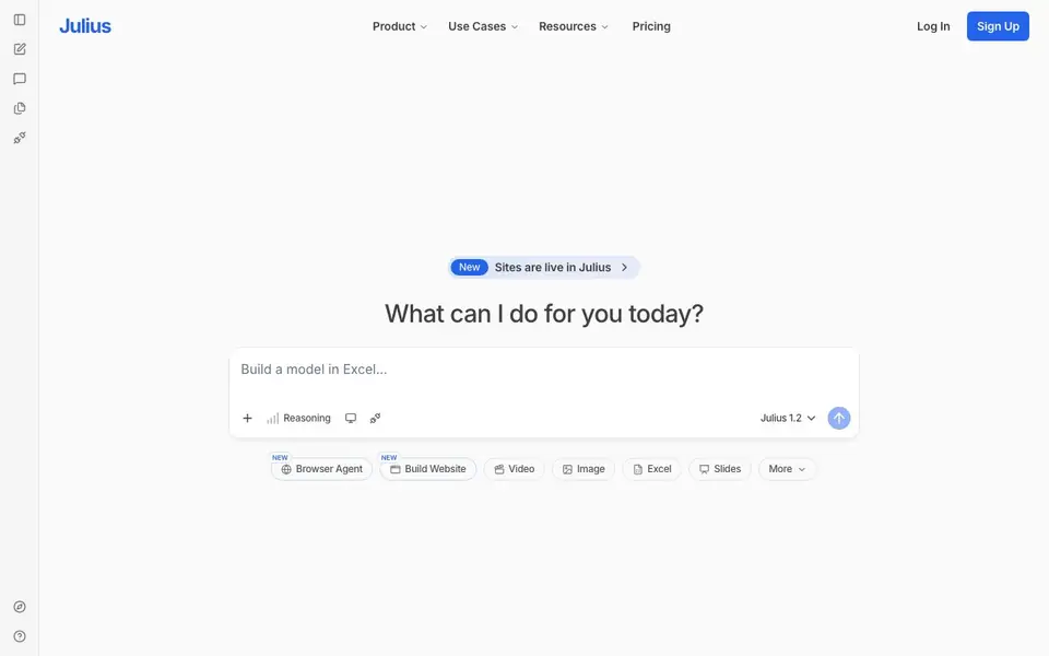 Julius AI homepage screenshot