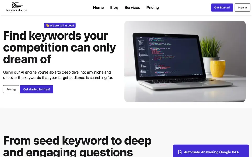 Keywrds.ai homepage screenshot