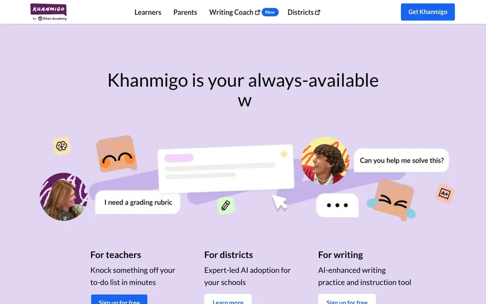 Khanmigo homepage screenshot