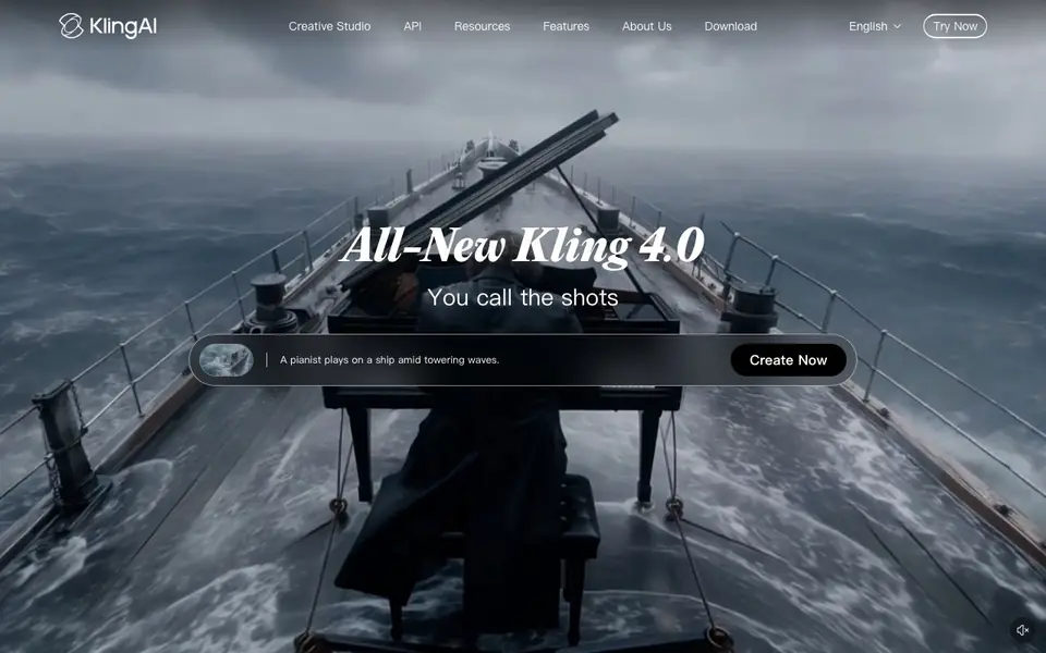 Kling AI homepage screenshot