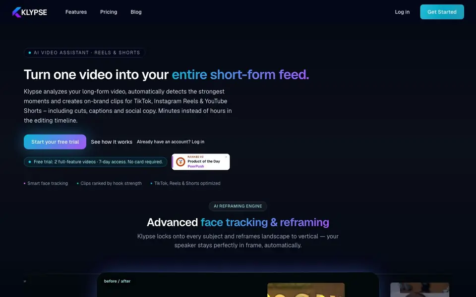 Klypse homepage screenshot
