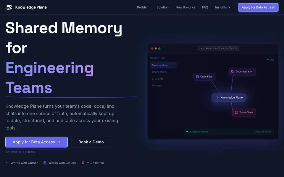 Knowledge Plane homepage screenshot