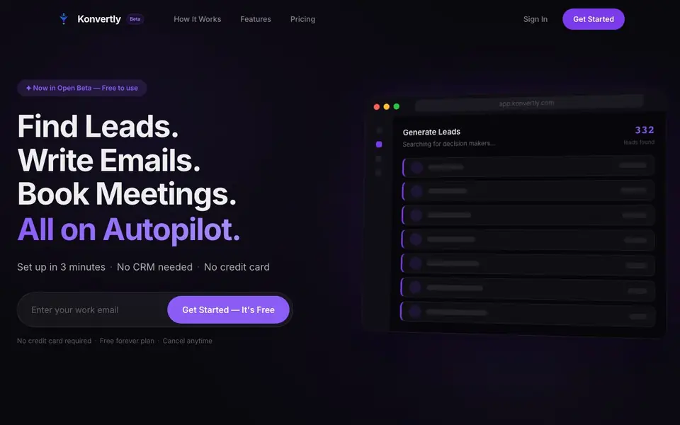 Konvertly homepage screenshot