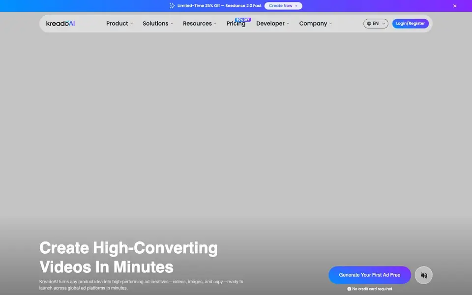 KreadoAI homepage screenshot