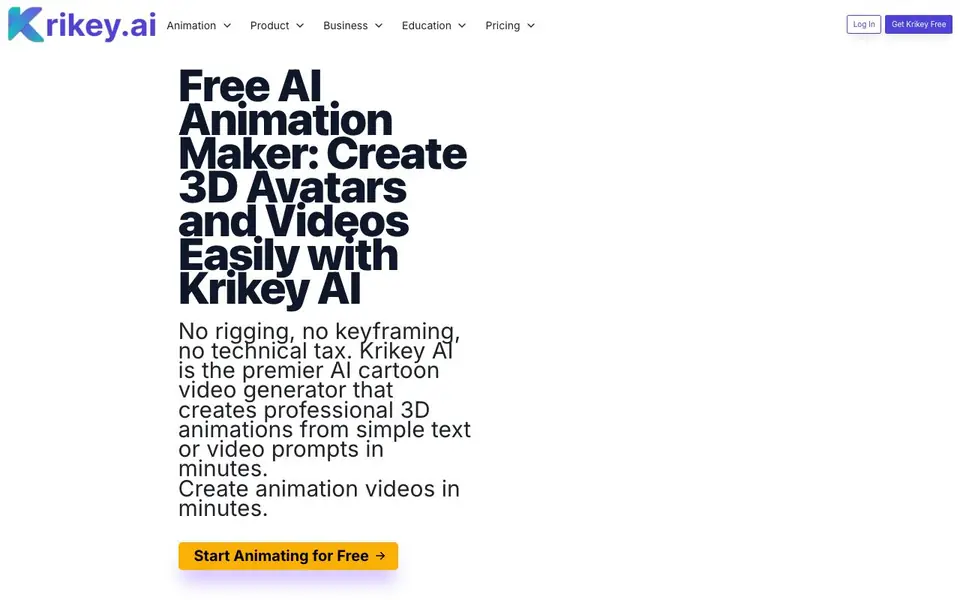 Krikey AI homepage screenshot