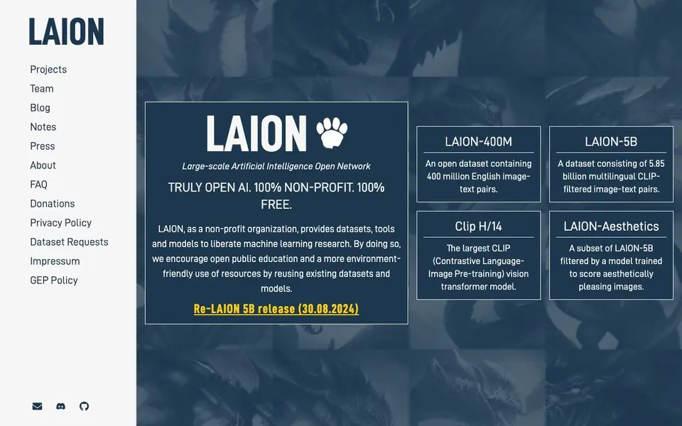 LAION homepage screenshot