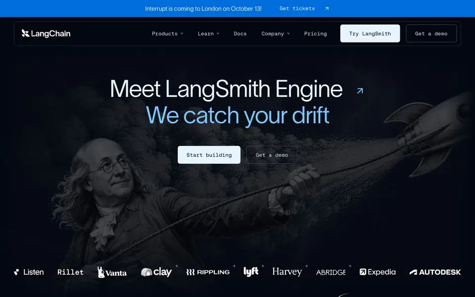 LangChain homepage screenshot