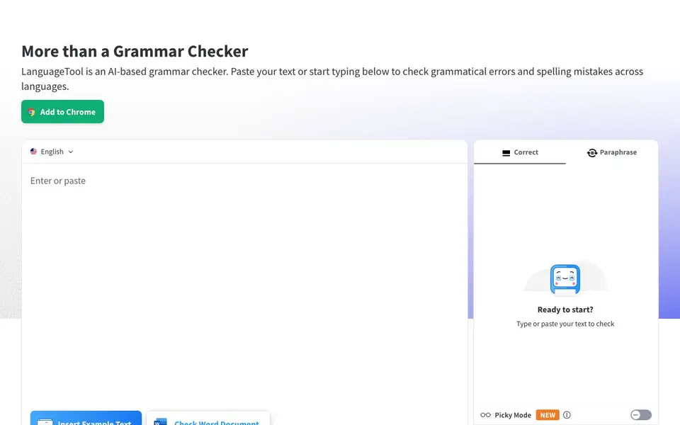 LanguageTool homepage screenshot