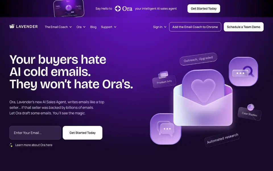 Lavender homepage screenshot