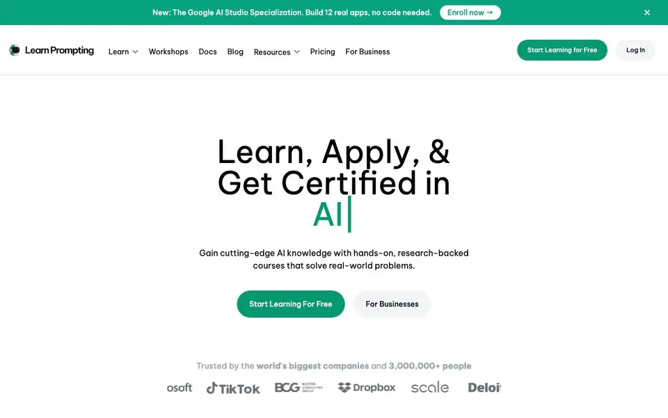 Learn Prompting homepage screenshot