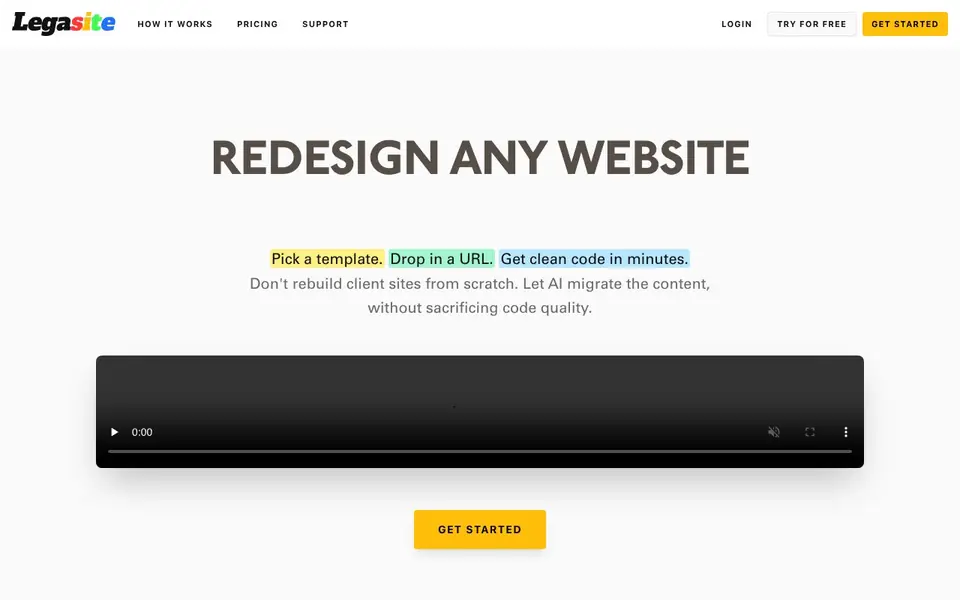 Legasite - Website Redesigner homepage screenshot