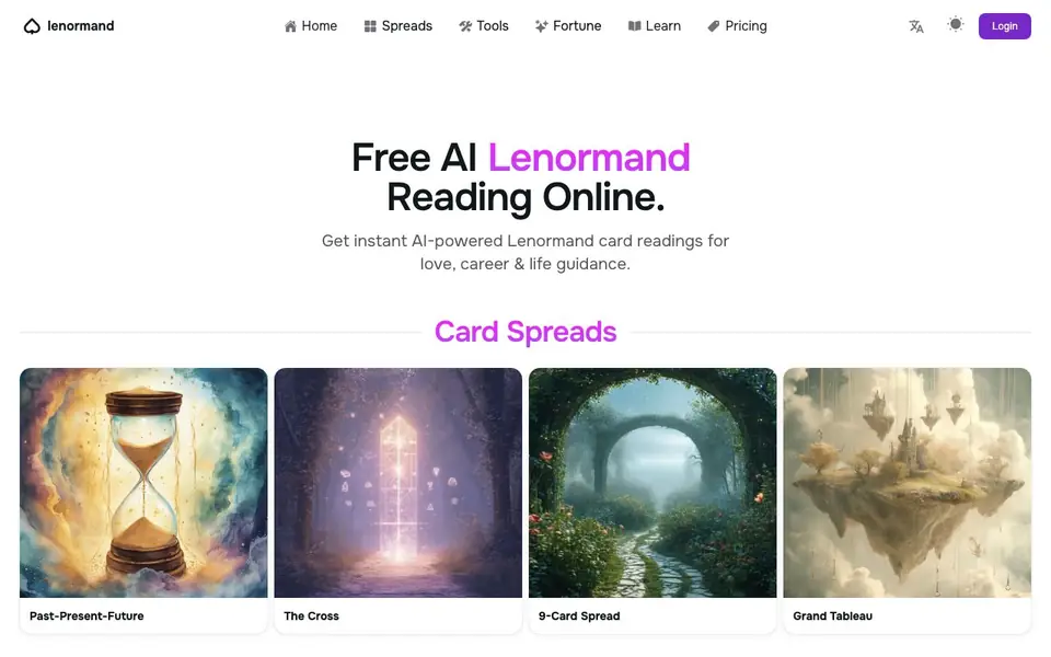 Lenormand Life homepage screenshot