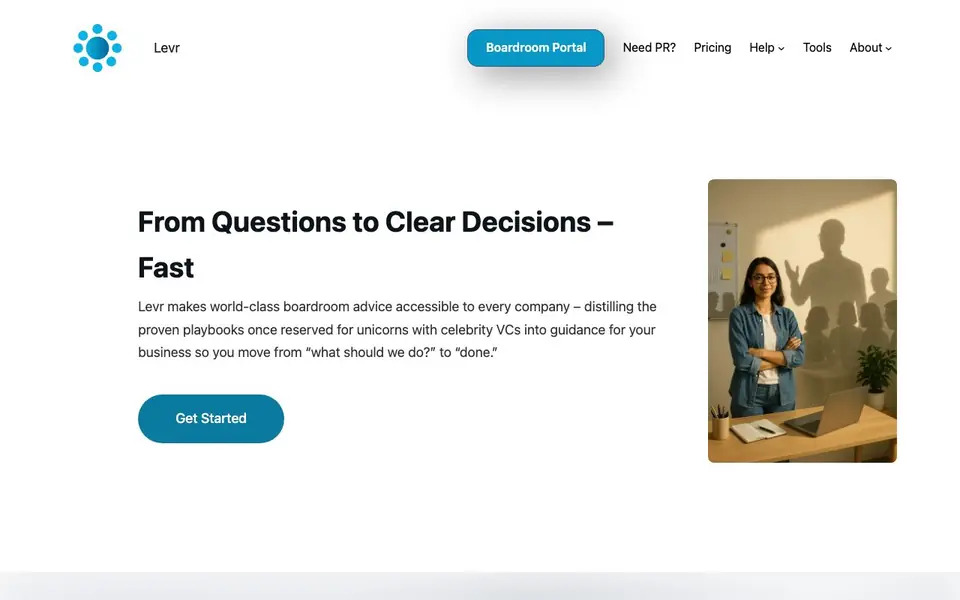 Levr homepage screenshot