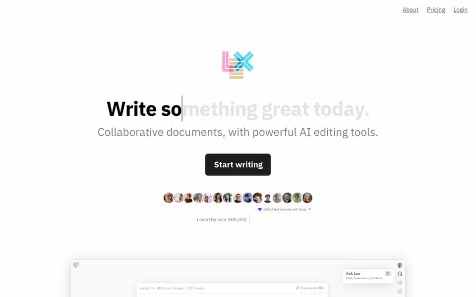 Lex homepage screenshot