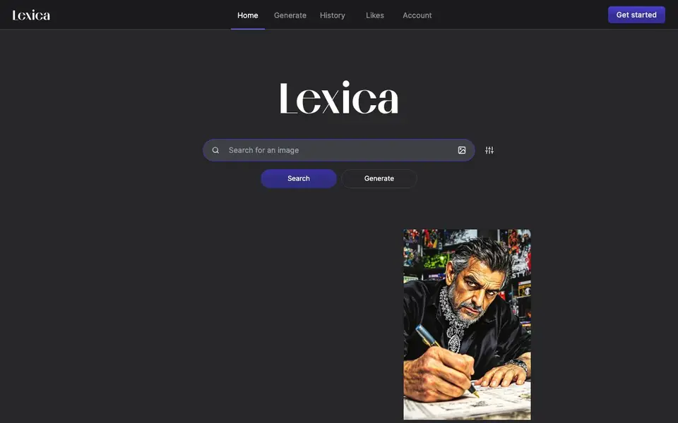 Lexica homepage screenshot