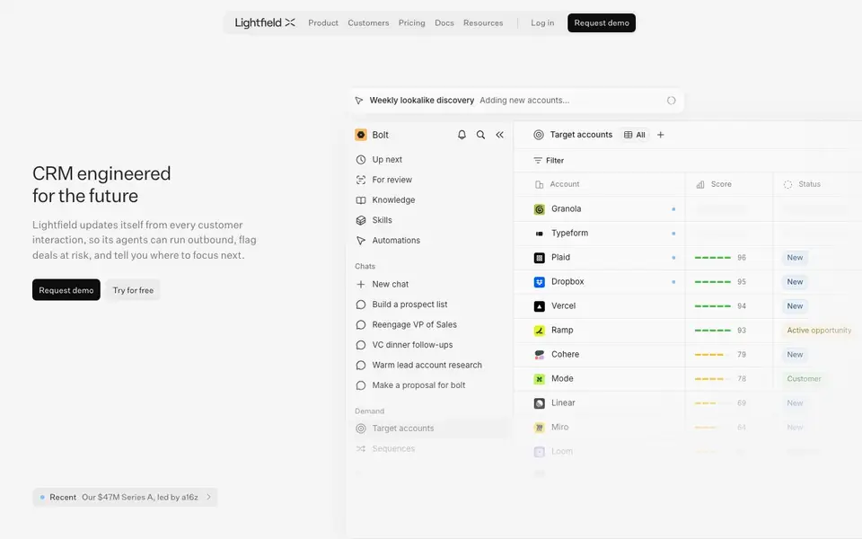 Lightfield homepage screenshot