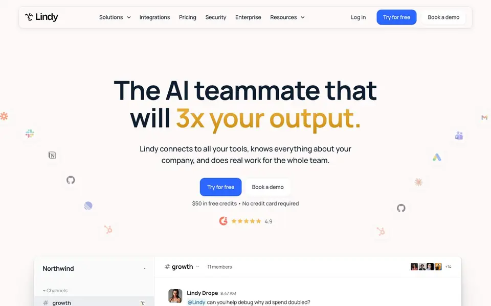 Lindy homepage screenshot