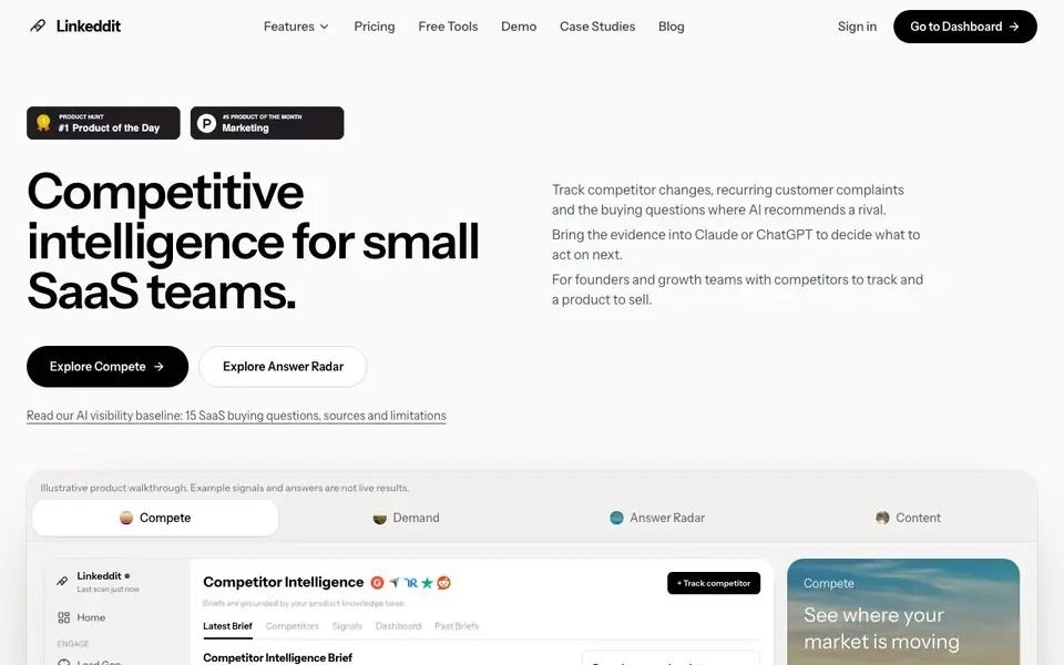 Linkeddit homepage screenshot