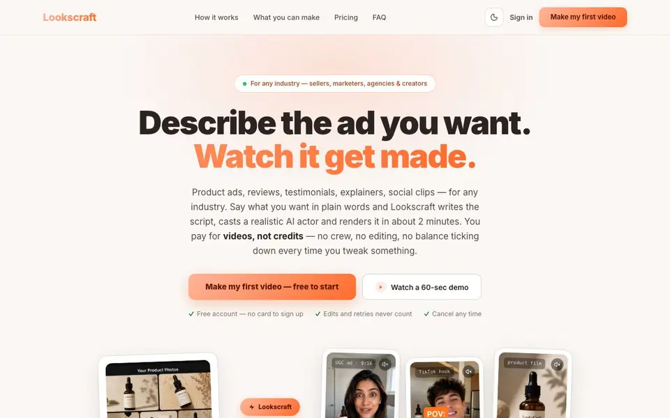 LooksCraft homepage screenshot