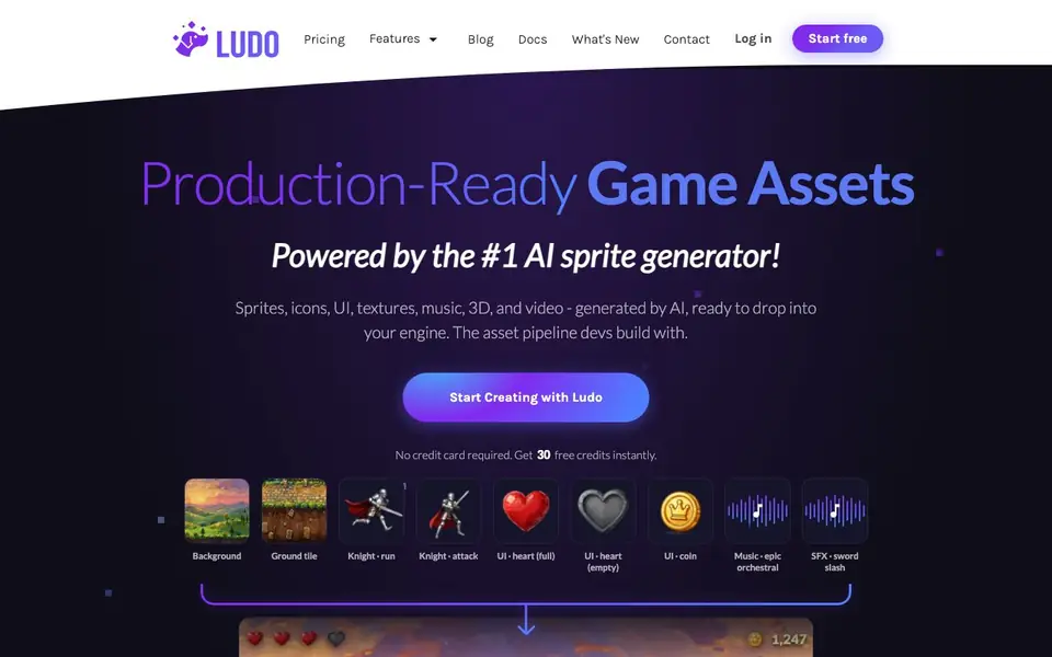 Ludo.ai homepage screenshot