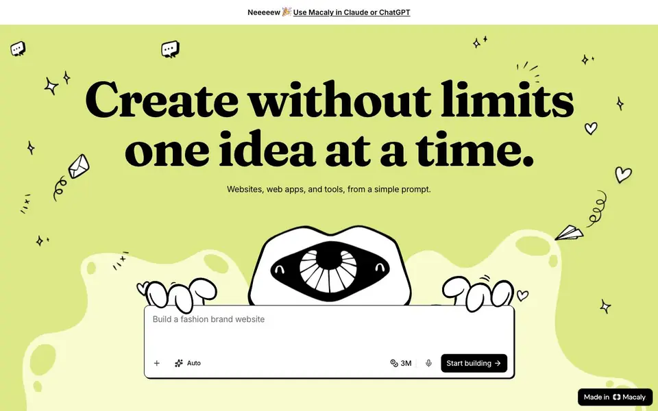 Macaly homepage screenshot
