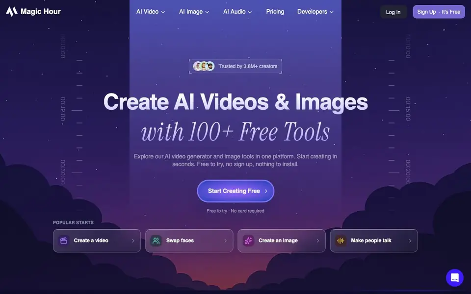 Magic Hour homepage screenshot